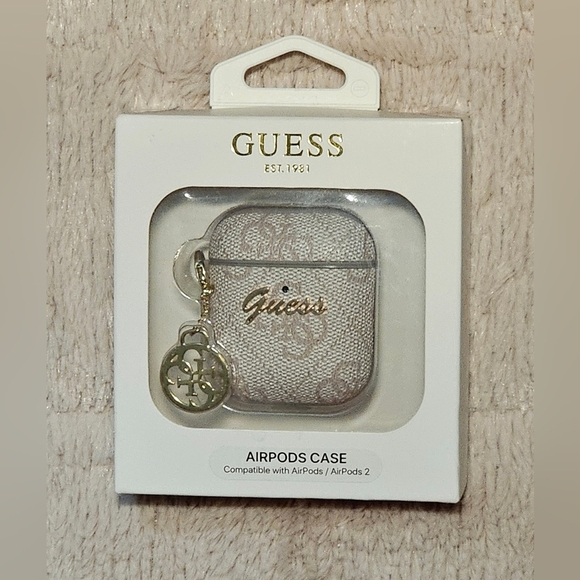 Guess Other - Guess Airpods Case Compatible With Airpods/Airpods 2 leather beige/gold details